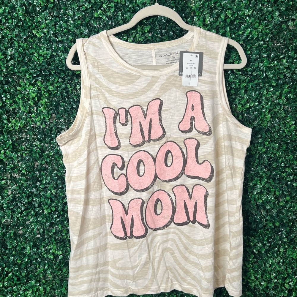 Woman Graphic Tank Top - Pink and Cream